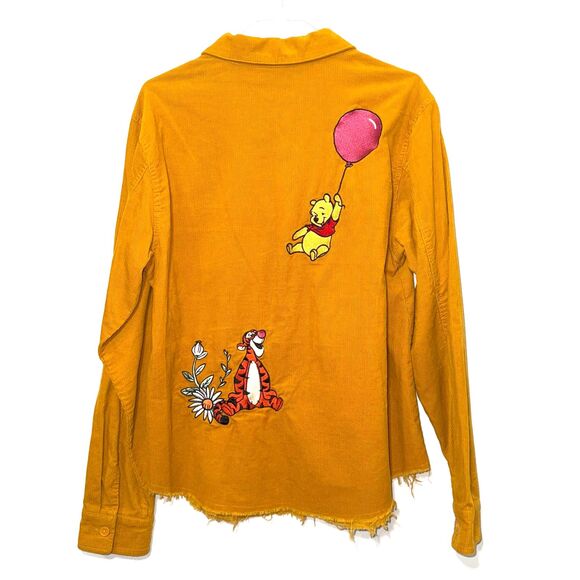 Disney Winnie The Pooh Corduroy Embroidered Button Down Shirt - Orange XL - Picture 4 of 11